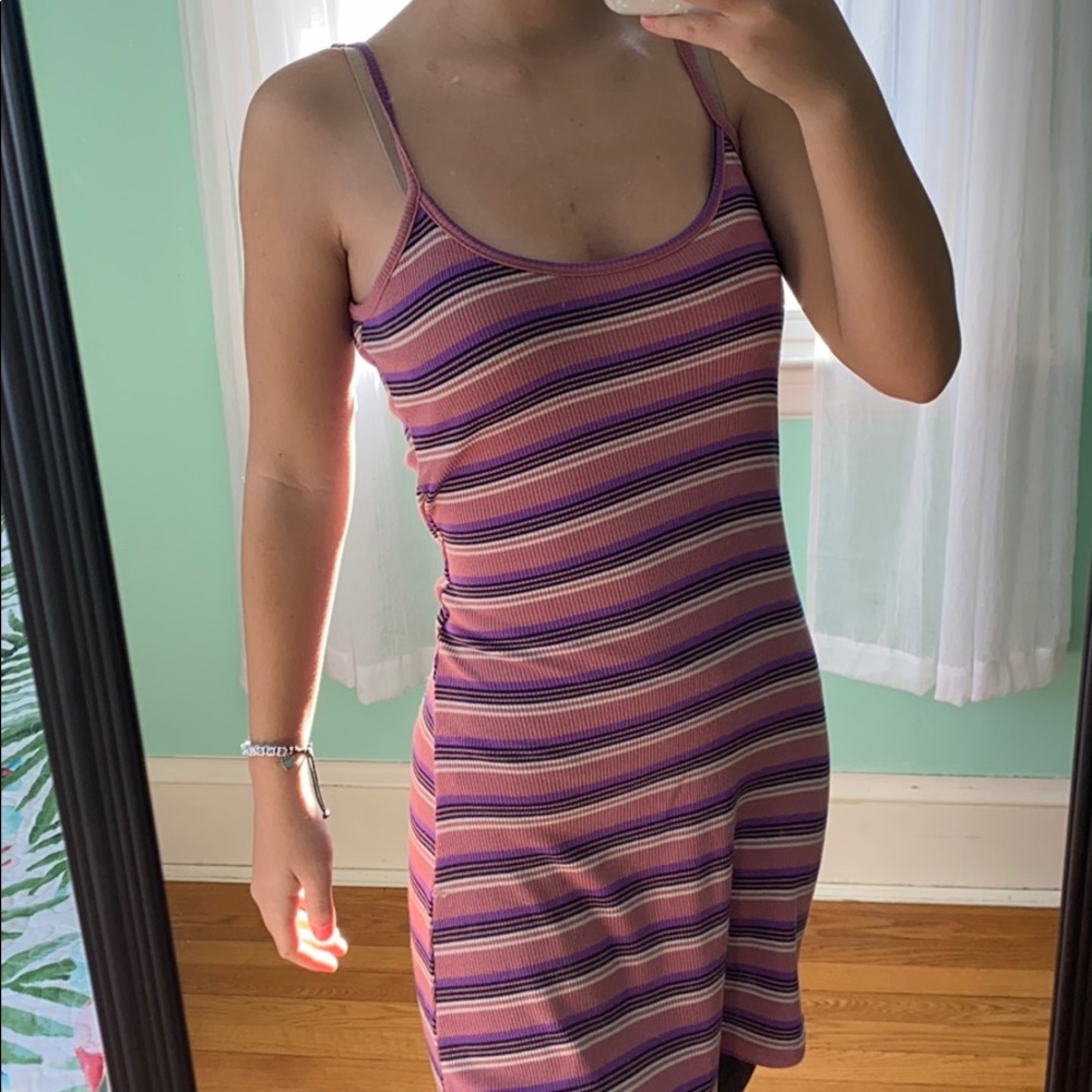POOF New York pink and purple striped dress